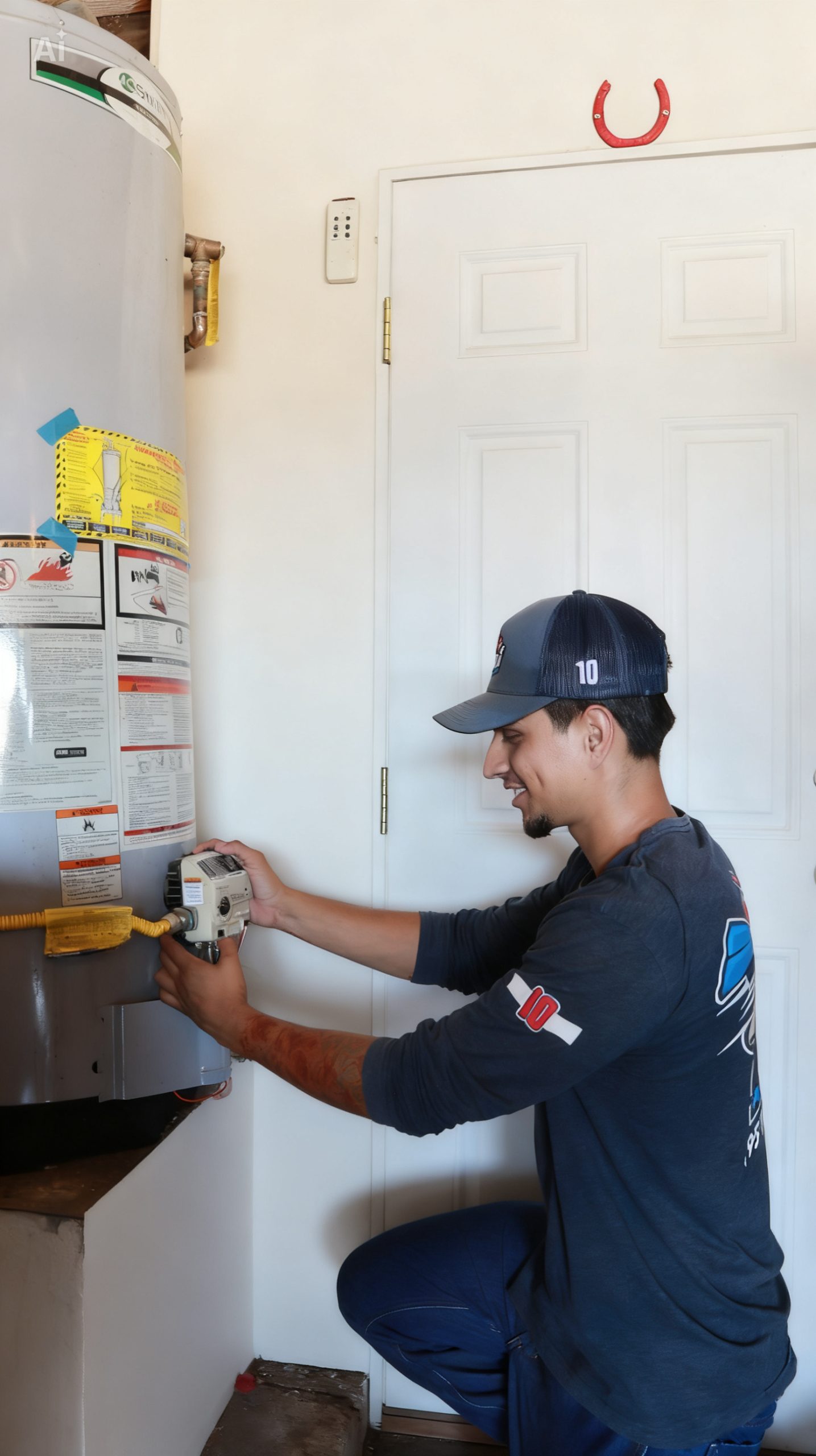Vera Plumbing technician repairing a water heater in Jurupa Valley, CA